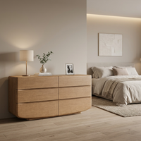 Commode à 6 tiroirs en bois massif de chêne européen traditionnel, armoire de rangement pour chambre à coucher, fabriquée en Chine