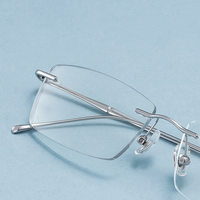 Jiojew Pure Titanium Gafas sin marco Gafas sin montura Monturas de gafas ópticas para hombres