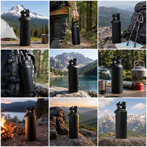 OEM ODM 30 oz Toz Boyalı Yalıtımlı Metal Su Şişesi Özel Renk Marka Logolu Ergonomik Saplı Vakumlu Matara - Product Image 2