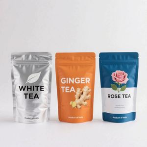 Bolsa Doypack Compostable y Biodegradable para Cuidado de la Piel y Belleza, con Válvula Personalizada, Cierre Zip, Fondo Plano, 250g 1kg, para Chicle y Leche - Product Image 4