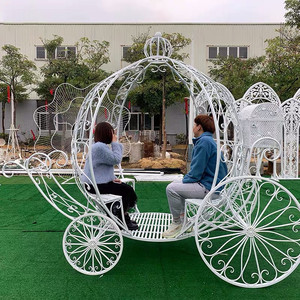 Q168 New Outdoor Garden <strong>Wedding</strong> Wrought Iron Carriage White Iron Pumpkin <strong>Car</strong> <strong>Wedding</strong> <strong>Decoration</strong> Prop Flower Float - Product Image 4