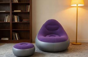 Sofá Cama Inflable Moderno de PVC con Diseño Reclinable Plegable, Portátil para Dormitorio y Sala de Estar - Product Image 2