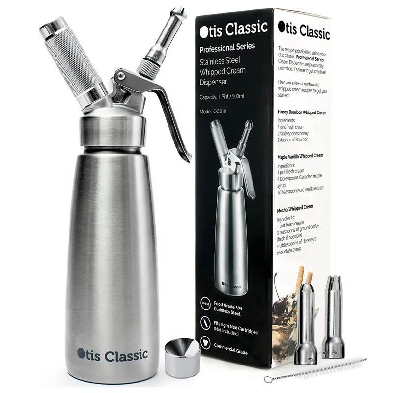 Klassieke Slagroom Dispenser Rvs Professionele Slagroom Maker Gourmet Cream Klopper Grote 500Ml Capaciteit