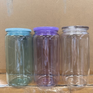 Nouvelle tasse en acrylique écologique couleur gelée 16oz, gobelet transparent monocouche en plastique avec paille, anti-fuite, pour usage extérieur - Product Image 6
