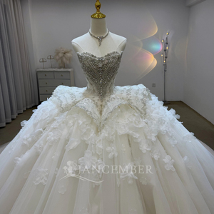 Robe de mariée de bal royale Lsjj135, décolleté cœur, traîne courte, appliques perlées, grandes tailles, soutien maternité - Product Image 6