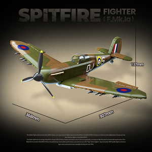 Véhicules de combat de la Seconde Guerre mondiale de l'Aviation militaire, figurines de soldats à construire, avion de chasse <span class=keywords><strong>Spitfire</strong></span>, jouets éducatifs en plastique à monter soi-même pour enfants - Product Image 2