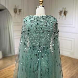 9 Different Color Mermaid 2024 Beaded Dress With <strong>Cape</strong> for Women's <strong>Wedding</strong> Party Gowns V Neck Designer Plus Size Evening Dresses - Product Image 4