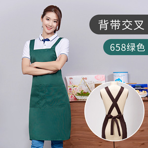 Custom <b>Aprons</b> With Double Shoulder Straps Polyester Material Silk Screen Printing For Restaurant Bar <b>Work</b> Uniforms - Product Image 4