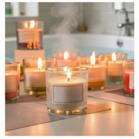 Bougie parfumée en verre transparent simple avec bord doré, base en cire de soja, boîte cadeau en papier, décoration de table de chambre à coucher, vente en gros