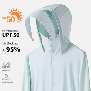 Veste de protection solaire pour la pêche, à manches longues, anti-UV, en soie glacée, avec capuche, pour homme, respirante, séchage rapide, légère, vêtements de sport - Product Image 4