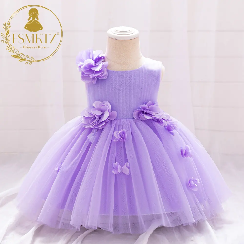 FSMKTZ nuovo modello Baby Girl abiti da festa ragazze fiore fantasia elegante Design abiti da compleanno per bambini