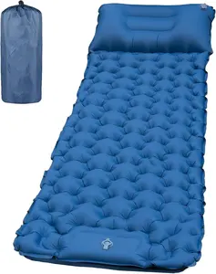 Matelas gonflable compact et ultraléger amélioré pour le camping, avec pompe à pied et oreiller intégrés