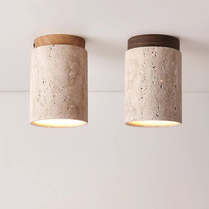Wabi Sabi Décor <span class=keywords><strong>Plafonnier</strong></span> Foyer Balcon Couloir Jaune Travertin Downlight E27 Hôtel Maison Séjour Restaurant Marbre Lumières - Product Image 6