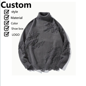 Proveedor personalizado de lujo suave de manga larga de poliéster Spandex suéter de cuello redondo para los hombres - Product Image 1