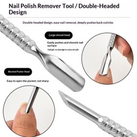 Pousse-ongles russe double tête en acier inoxydable à motif diamant, pour le retrait des cuticules et l'art des ongles, outil de beauté