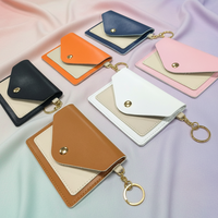 Mini portefeuille pour femme en cuir PU avec porte-cartes de visite, porte-monnaie, fermeture courte et décoration lettre