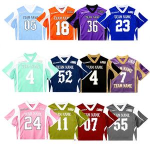 Maillot de football rétro personnalisé avec logo d'usine, tenue de football américain classique, respirant, séchage rapide, en maille polyester courte, streetwear - Product Image 1