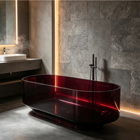 Baignoire autoportante moderne en pierre artificielle colorée transparente, de haute qualité, artistique, couleur personnalisée, grande taille