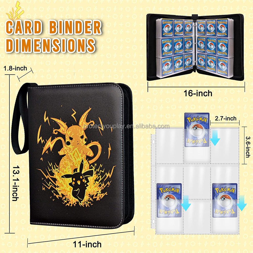 Yellow Card Binder for TCG Cards - Customizable PU Card Collector Album  Holder for Trading Card Organization
