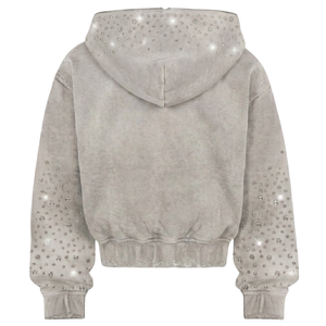 Hot Supplier Custom 420G Cotton French Terry Embroidery Rhinestone Cropped Boxy Streetwear <b>Vintage</b> Washed <b>Zip</b> <b>up</b> <b>Hoodie</b> for Mans - Product Image 3