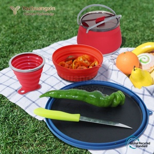 Collapsible Silicone Cookware Set with Stainless Steel Pot Green Eco-Friendly Portable Kitchenware for Outdoor Use - Product Image 5
