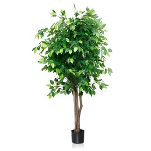 6 피트 대형 홈 오피스 장식 실내 가짜 플라스틱 Ficus 나무 도매 인공 식물 냄비