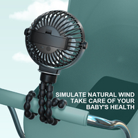Ventilateur portable multifonctionnel à batterie amovible, design pieuvre, pour camping-car et poussette, couleur personnalisable disponible