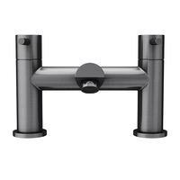 Robinet d'évier de salle de bain en bronze brossé double poignée mitigeur de douche de bain de vanité avec pommeau de douche montage sur pont