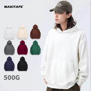 Wholesale 500g Heavy Plus Velvet Pullover <b>Hoodie</b> with Padded Shoulder and Pocket Cotton Polyester <b>Hoodie</b> Without Drawstrings - Product Image 1