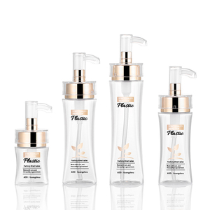 Sang Trọng <span class=keywords><strong>Mini</strong></span> Vuông Nhựa Rõ Ràng Rỗng Dầu Gội Tóc Tinh Dầu Rửa Tay Kem Dưỡng Da 50Ml 100Ml 120Ml 150Ml Vàng Bơm Chai - Product Image 1