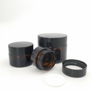 High End Wholesale 5g 10g 15g 20g 30g 50g 100g Face Cream <b>Container</b> Black Frosted Glass Jar with Plastic Bamboo Lid - Product Image 4