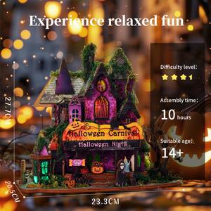 Quyiya DIY <span class=keywords><strong>Cabane</strong></span> <span class=keywords><strong>en</strong></span> Bois <span class=keywords><strong>Nuit</strong></span> d'Halloween 3D Modèle de Bricolage à Assembler Jouet Cadeau pour Bébés Garçons Filles - Product Image 3