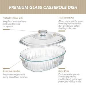 Casserole en verre borosilicate résistant au four IKOO avec couvercles Ustensiles de cuisson durables pour la cuisson et le stockage - Product Image 3