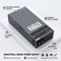 Convertisseur AC/DC réglable S-1000-12 1000W 80A 220V AC vers 12V DC SMPS pour l'automatisation industrielle Garantie de 2 ans