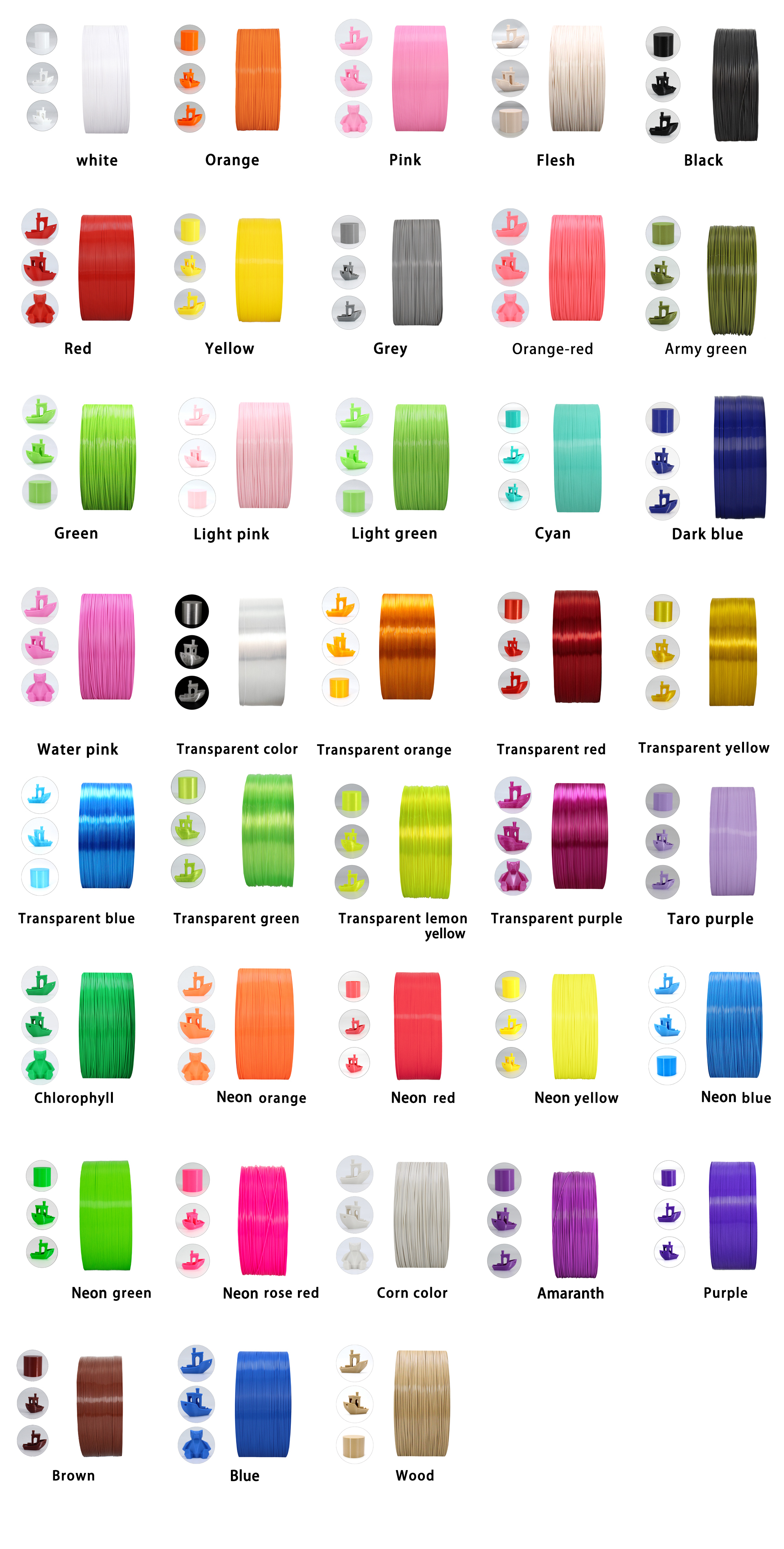 Catalogue de couleurs PETG