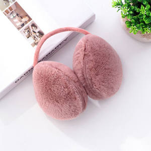 Couvre-oreilles en peluche rose, montés à l'arrière, chauds pour l'hiver, pour les étudiants, les voyages en vélo - Product Image 3
