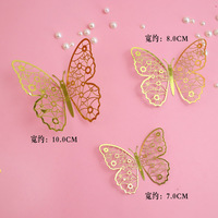 Décorations de gâteaux en gros, papillons, fournitures de fête, décoration d'anniversaire, papillons 3D dorés, décoration de gâteau