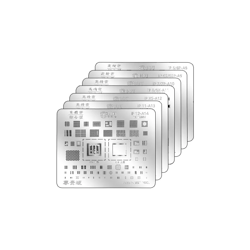 Un set di Stencil Reballing BGA per iPhone 6/6P/6S/6SP/7/7P/8/8X/XS/11/12 scheda madre IC Chip CPU rete di saldatura