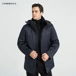 CORBONA mantel panjang kebesaran pria, jaket katun, tahan angin, bisa dilepas, kerah bulu Mink asli luar ruangan