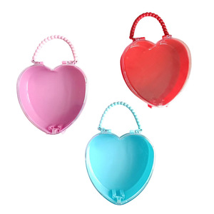 Heart-Shaped Storage <b>Box</b> For Kids Jewelry Hair Accessory Makeup Organizer Pink <b>Red</b> Sky Blue Transparent Pink Covered - Product Image 1