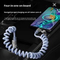 Nouveau câble USB de charge rapide 4-en-1 240W Type-C à ressort, 2m, en silicone, enroulable, universel, avec adaptateur de voiture rétractable