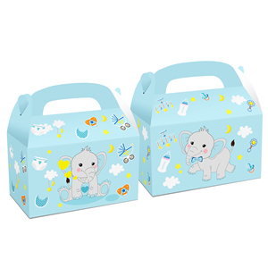 กล่องของขวัญบรรจุภัณฑ์กระดาษแบบกำหนดเองสำหรับขนมไหว้พระจันทร์ ช็อกโกแลต ลูกอม คุกกี้ คัพเค้ก ของปาร์ตี้ช้างสีน้ำเงิน - Product Image 3