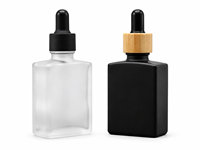 Flacon compte-gouttes carré en verre givré transparent de 30 ml, flacon d'huile essentielle en verre noir, bouchon compte-gouttes doré, argenté, noir, sérum cosmétique