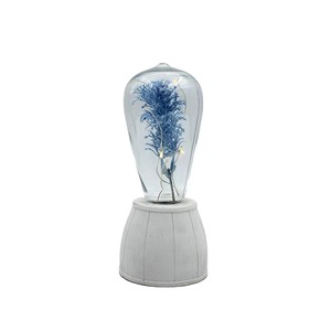 Lampe LED en verre en forme de dôme avec gazon artificiel bleu et base en ciment, veilleuse décorative pour la maison et Noël - Product Image 1