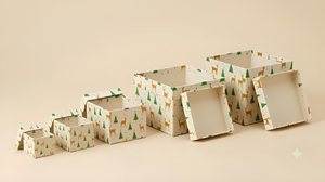 Boîtes cadeaux carrées en carton écologiques personnalisées avec couvercle, motif cerf et arbre imprimé - Product Image 1