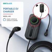 Pengisi Daya EV Portabel A03 GBT atau Tipe 2 AC 3.5KW 7KW 11KW Layar LCD Pasokan Grosir