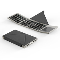 Keyboard Mouse Nirkabel Multi Perangkat Baru Dual-Mode BT + 2.4G Combo Touchpad Lipat Tipis Hitam Switch PC Tablet Laptop