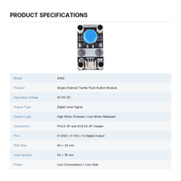 Module de bouton-poussoir numérique, interrupteur tactile momentané, module électronique pour kits de développement Arduino STEM