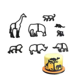 Cortador <span class=keywords><strong>de</strong></span> Galletas <span class=keywords><strong>de</strong></span> Animales, Elefante <span class=keywords><strong>de</strong></span> Plástico, León, <span class=keywords><strong>Jirafa</strong></span>, Leopardo, <span class=keywords><strong>Fondant</strong></span>, Safari, Silueta, Molde para Pasteles, Herramientas <span class=keywords><strong>de</strong></span> Decoración, 8 Unidades - Product Image 1