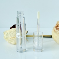 Tubes de brillant à lèvres vides en PETG transparent brillant de 2,8 g, emballage cosmétique personnalisé imprimé en soie, tubes de brillant à lèvres vides avec logo personnalisé et boîte